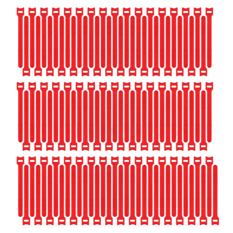 Pasow 100pcs Reusable Fastening Cable Ties Adjustable Wire Management 8 Inch (Red) - Image 1